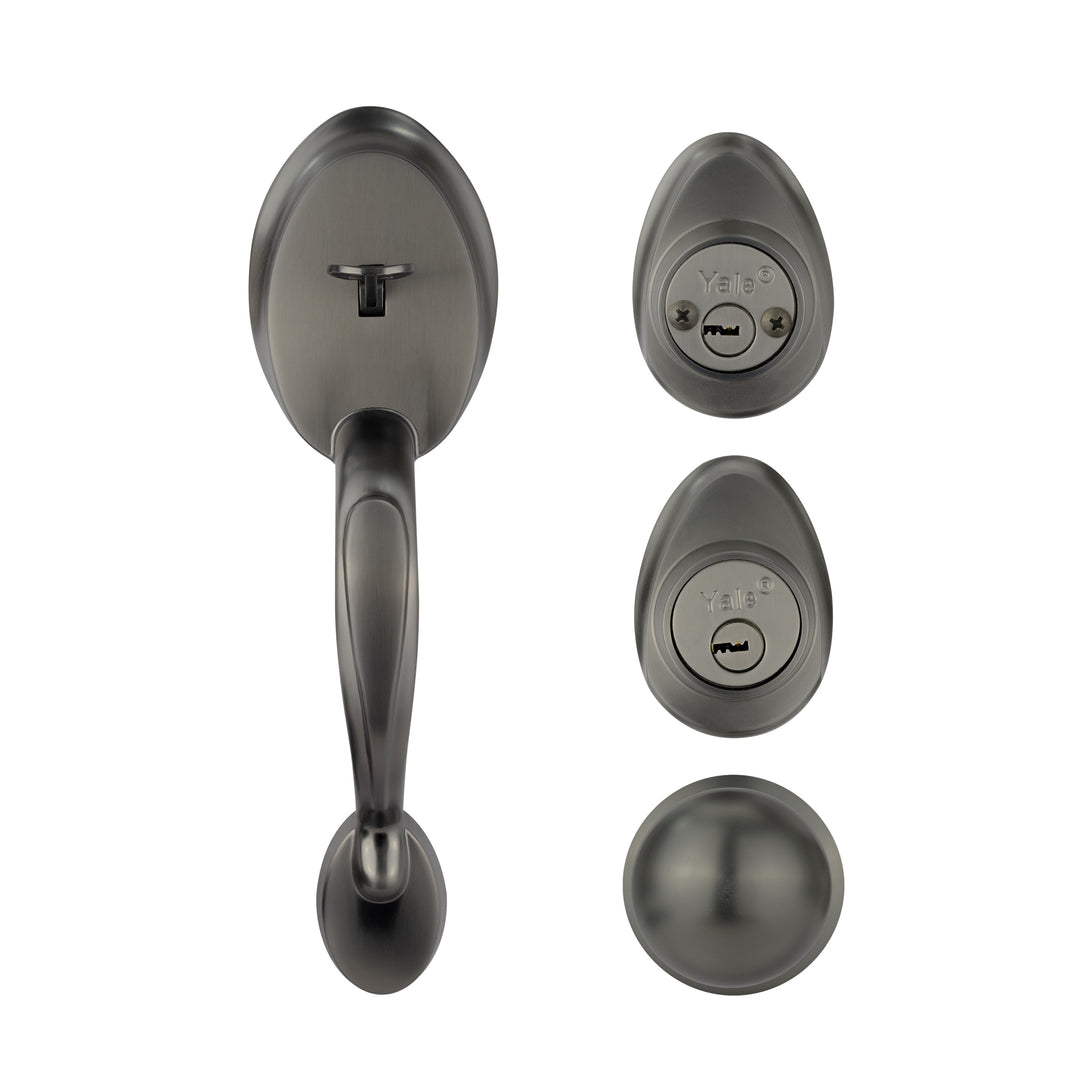 Yale Cerradura Gatillo San Cristóbal Tuxtla GunMetal | Llave-Llave | Cerrojo Antisegueta 1" | Cilindro Latón 5 Pernos