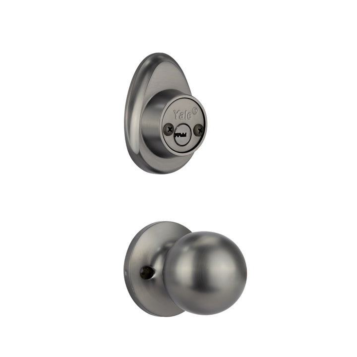 Yale Cerradura Gatillo San Cristóbal Tuxtla GunMetal | Llave-Llave | Cerrojo Antisegueta 1" | Cilindro Latón 5 Pernos
