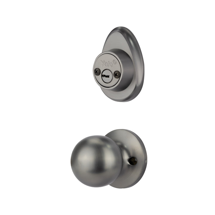 Yale Cerradura Gatillo San Cristóbal Tuxtla GunMetal | Llave-Llave | Cerrojo Antisegueta 1" | Cilindro Latón 5 Pernos