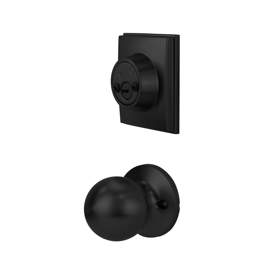 Yale Cerradura Gatillo San Cristóbal Mitla Negro | Llave-Llave | Cerrojo Antisegueta 1" | Cilindro Latón 5 Pernos