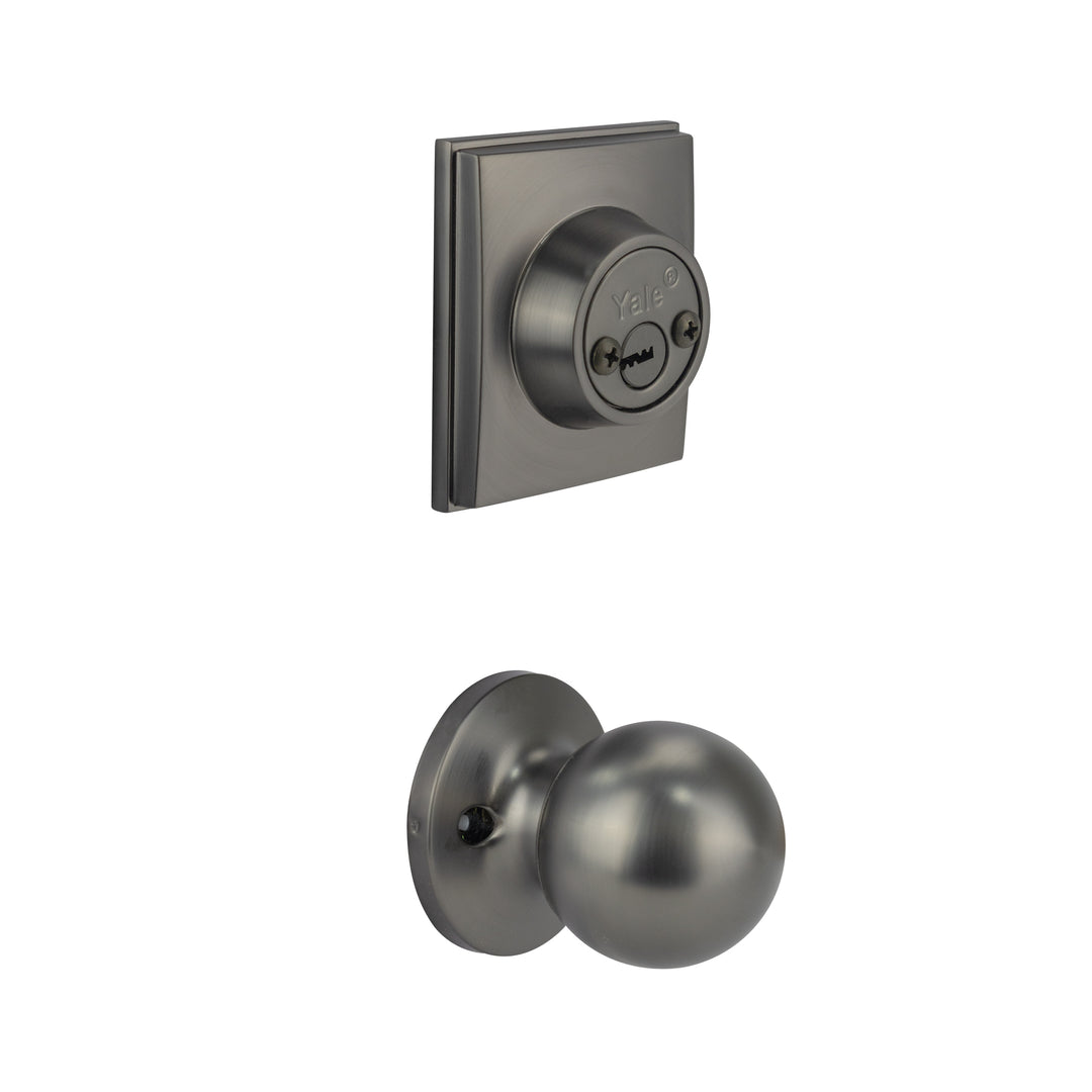 Yale Cerradura Gatillo San Cristóbal Mitla GunMetal | Llave-Llave | Cerrojo Antisegueta 1" | Cilindro Latón 5 Pernos