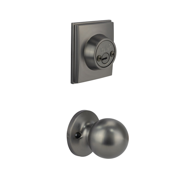 Yale Cerradura Gatillo San Cristóbal Mitla GunMetal | Llave-Llave | Cerrojo Antisegueta 1" | Cilindro Latón 5 Pernos