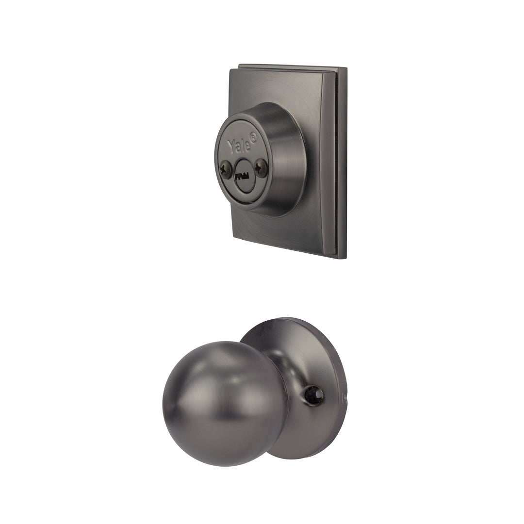 Yale Cerradura Gatillo San Cristóbal Mitla GunMetal | Llave-Llave | Cerrojo Antisegueta 1" | Cilindro Latón 5 Pernos