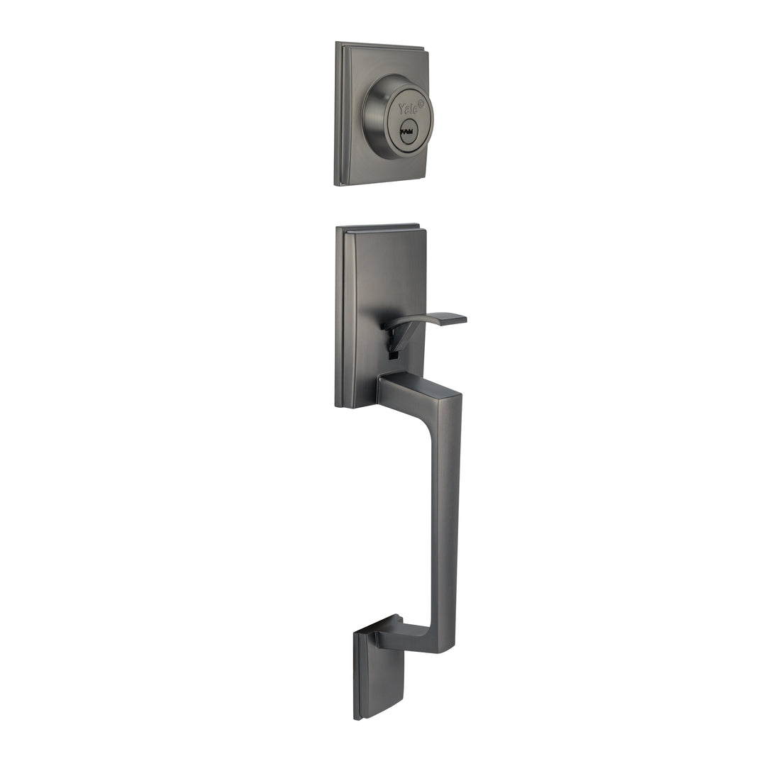 Yale Cerradura Gatillo San Cristóbal Mitla GunMetal | Llave-Llave | Cerrojo Antisegueta 1" | Cilindro Latón 5 Pernos