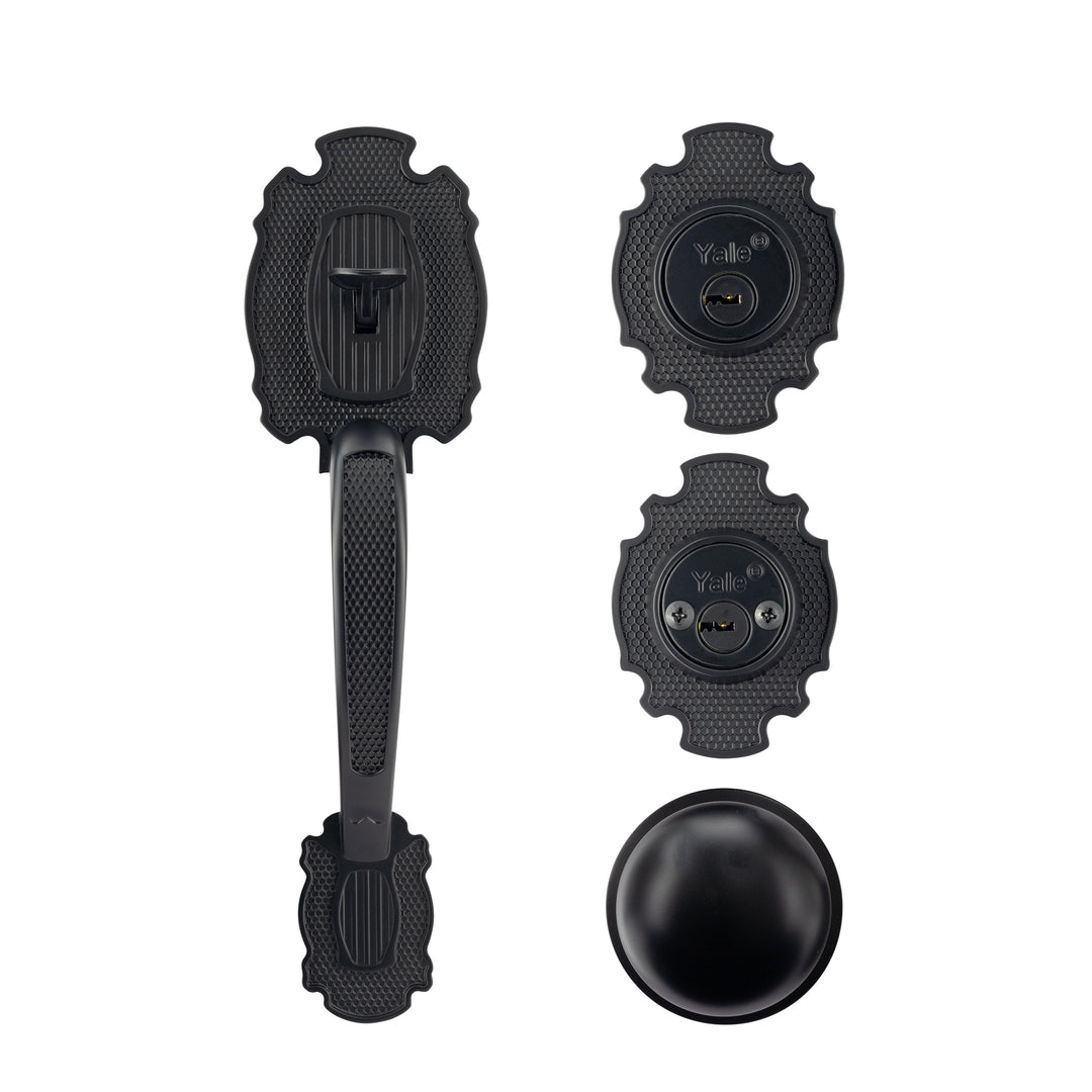 Yale Cerradura Gatillo San Cristóbal Tapachula Negro | Llave-Llave | Cerrojo Antisegueta 1" | Cilindro Latón 5 Pernos