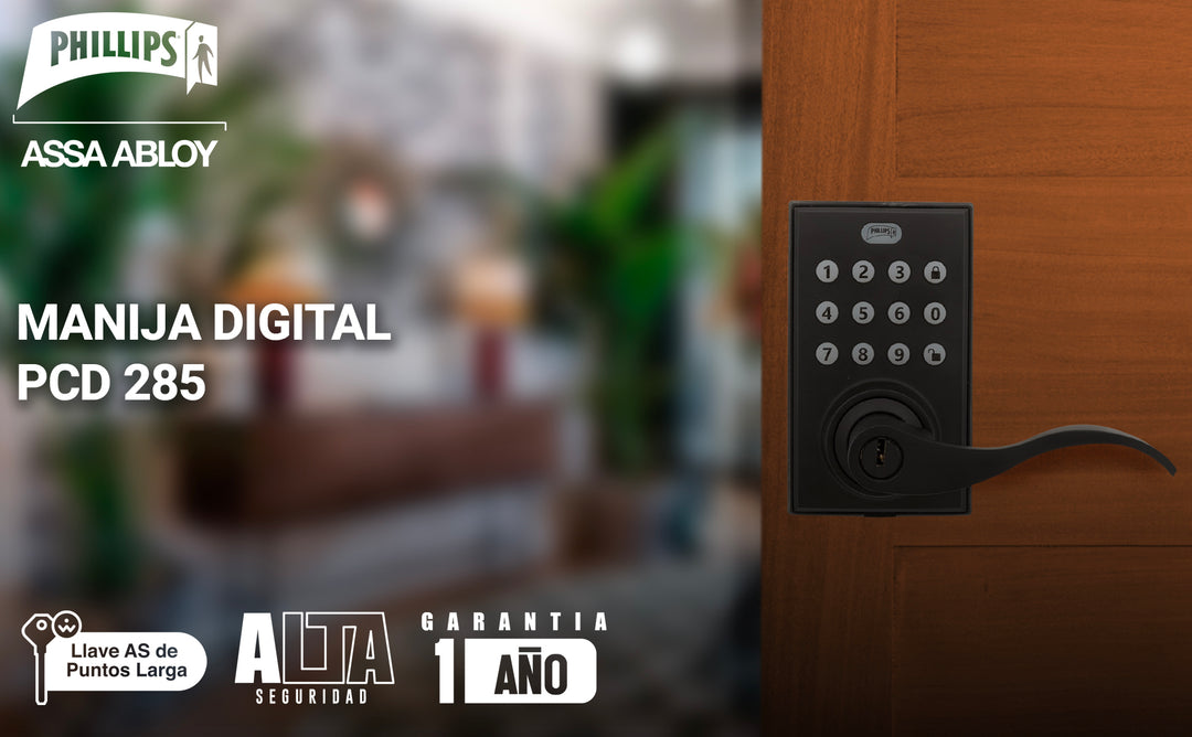 Cerradura Digital Manija Phillips Pcd285 Negro.