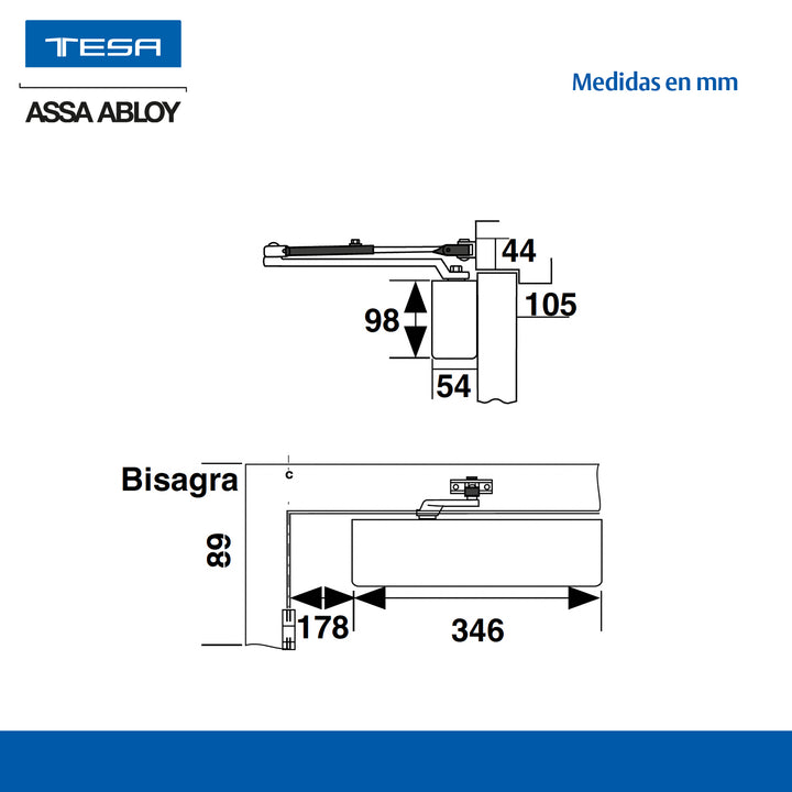 Cierrapuertas 8501 Hold Open Negro Peso Máximo 150kg De Tesa
