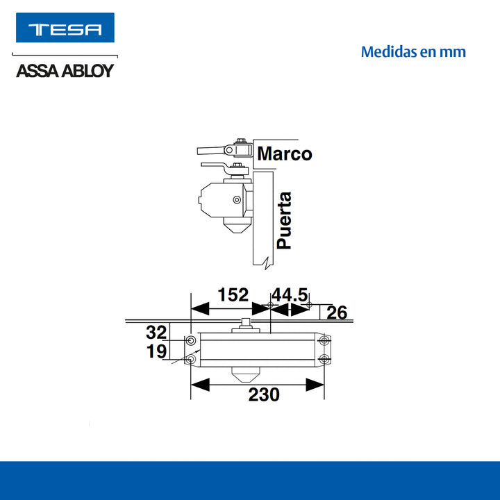 Cierrapuertas 1604 Hold Op/back Che Tesa Negro Máximo 150kg