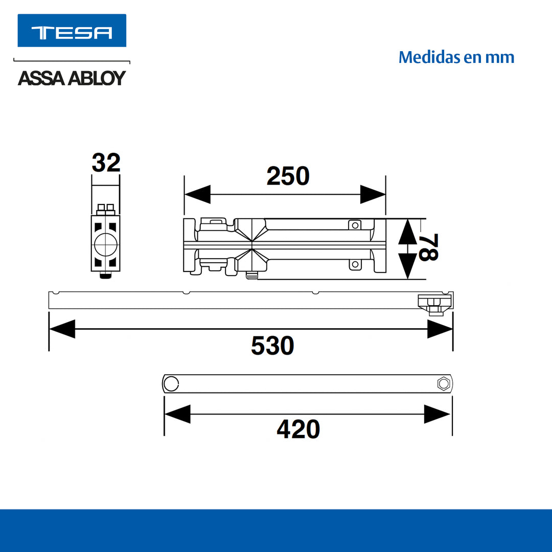 Cierrapuertas 1003 Color Negro Para Peso Máximo 85kg De Tesa