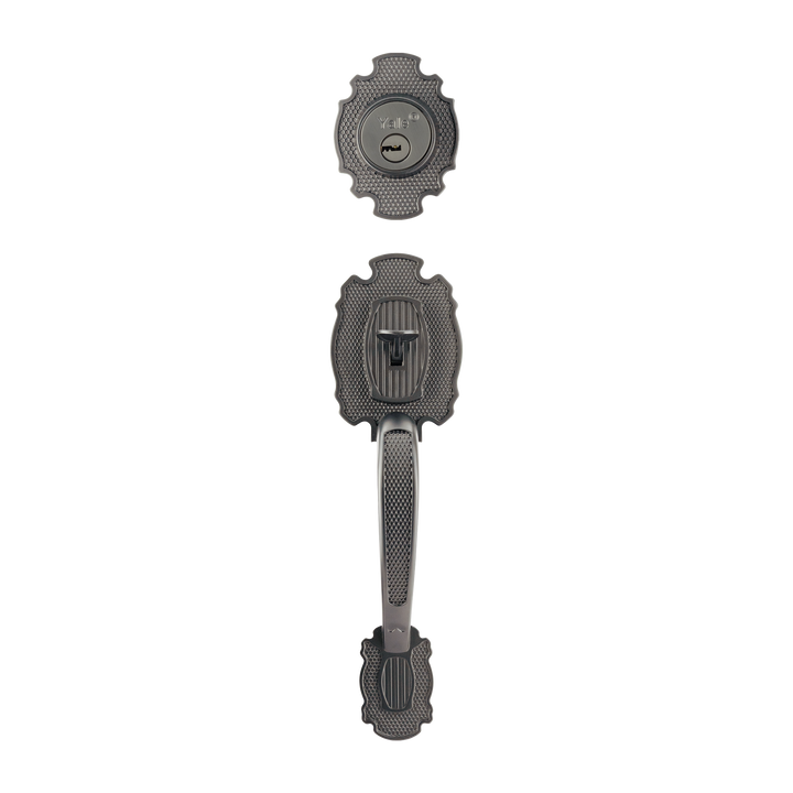 Yale Cerradura Gatillo San Cristóbal Tapachula GunMetal | Llave-Llave | Cerrojo Antisegueta 1" | Cilindro Latón 5 Pernos